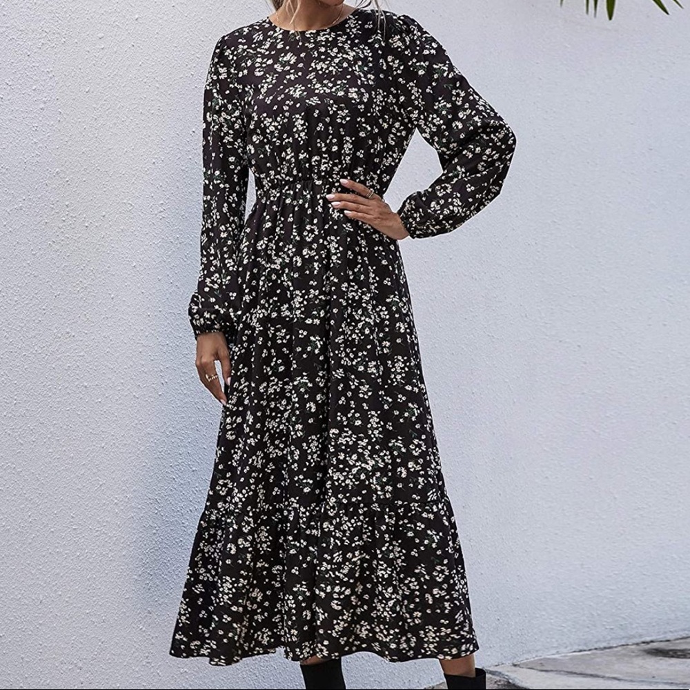 Retro boho floral long sleeve